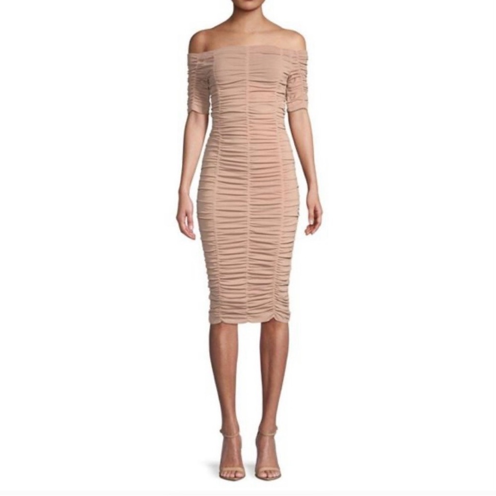 NWT Ronny Kobo Off-Shoulder Ruched Dress